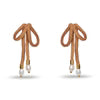 Caramel Faux Suede Bow Earrings