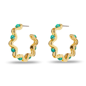 Malachite Caterpillar Hoop Earring