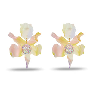APRICOT OMBRE CRYSTAL LILY EARRINGS