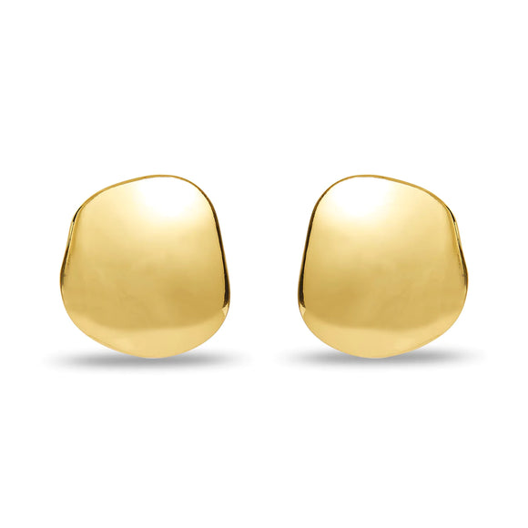 GOLD DISCUS BUTTON EARRINGS