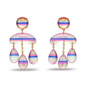 HOLOGRAPHIC RAINBOW RAINDROP FRINGE EARRINGS