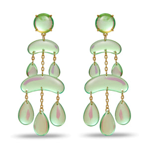 PARAKEET RAINDROP CHANDELIER EARRINGS