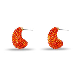 SCARLET PAVE DOME MINI HOOP EARRINGS