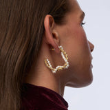 Pearl Rope Twist Hoop Earrings