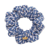 Cadet Blue Lattice Denim Scrunchie