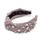 Merlot Tweed Herringbone Embellished knotted Headband