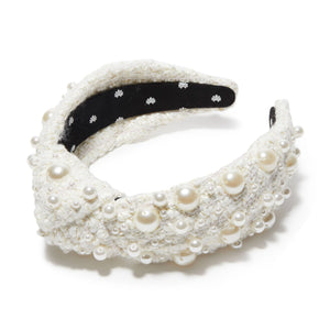 MULTI PEARL TWEED KNOTTED HEADBAND