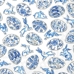 Blue and White Egg Cocktail Napkins