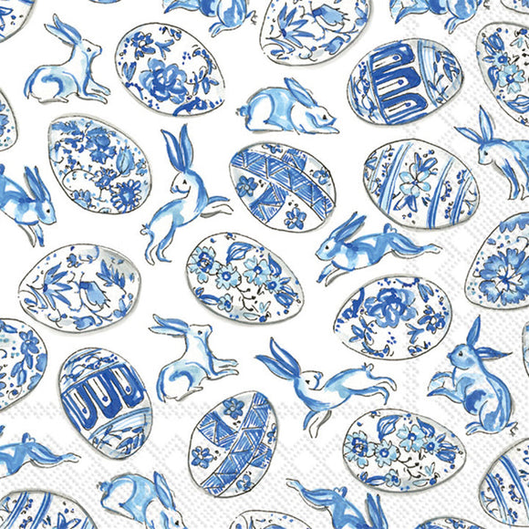 Blue and White Egg Cocktail Napkins