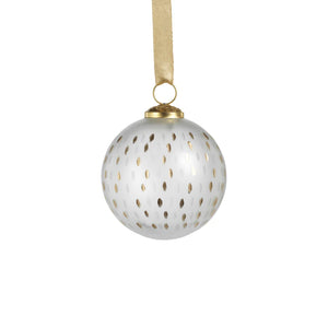 Frosted & Etched in Gold Glass Ornament - Clear - 4 in