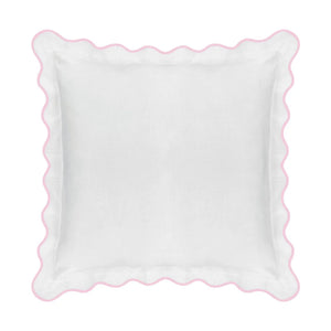 Scalloped Euro Sham, Pink/White