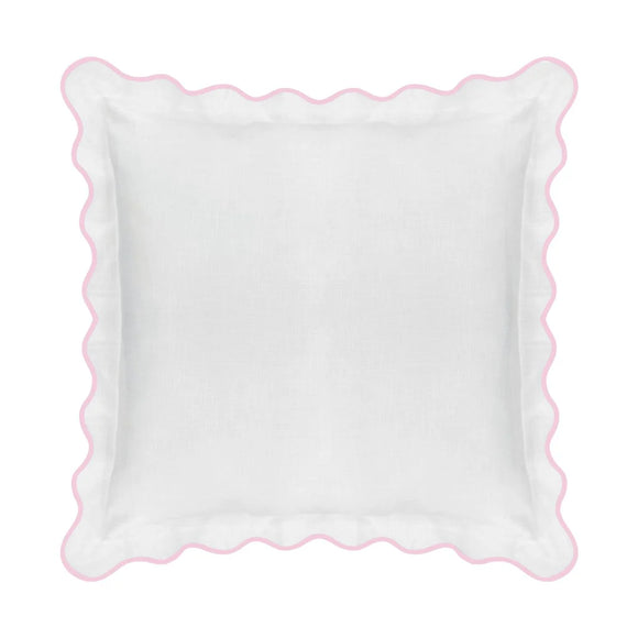 Scalloped Euro Sham, Pink/White