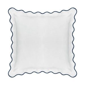 Scalloped Sham Euro, Navy / White