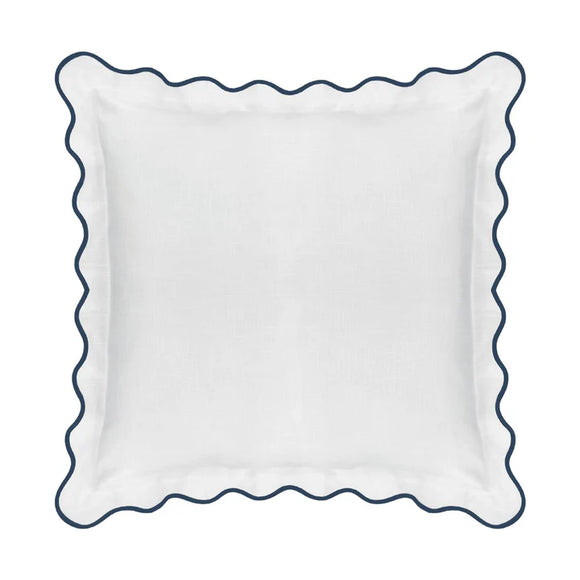 Scalloped Sham Euro, Navy / White