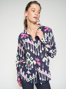 Navy/Pink Ikat Shirt