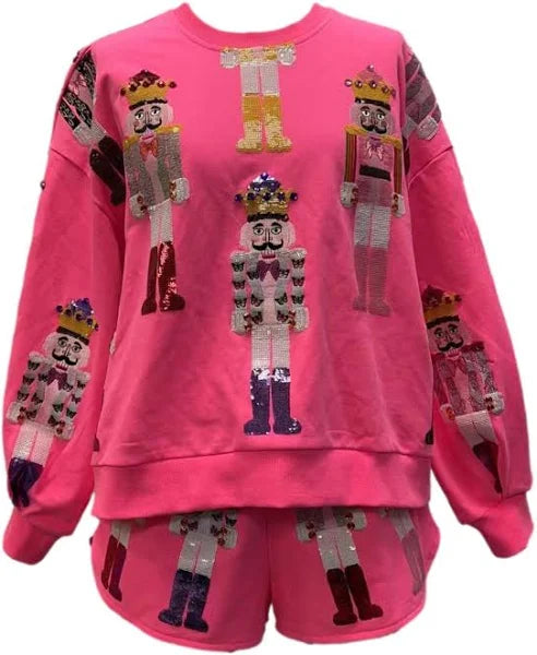 NEON PINK SCATTER NUTCRACKER SWEATSHIRT