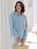 Blue Stripe Sage Button Shirt