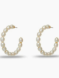 STARDUST PEARL HOOP EARRINGS