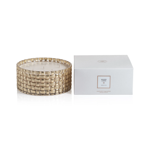 BRAIDED LUMINA SCENTED CANDLE, 6 WICK 47.5  OZ- SIBERIAN FIR