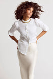 White Puffed Shoulder Shirt