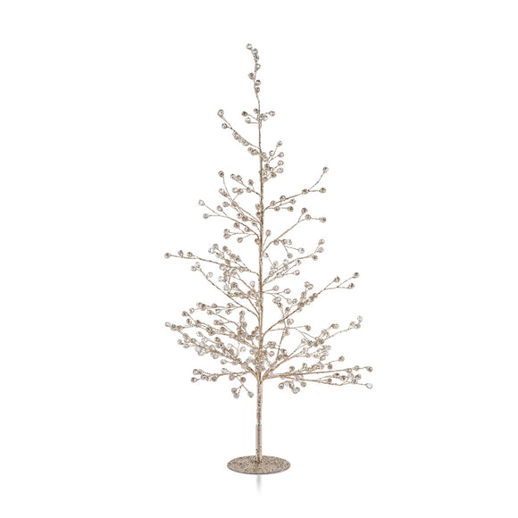 Beaded Glass Berry Tree - Clear + Gold 23