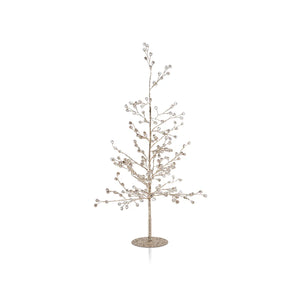 Beaded Glass Berry Tree - Clear + Gold 19"