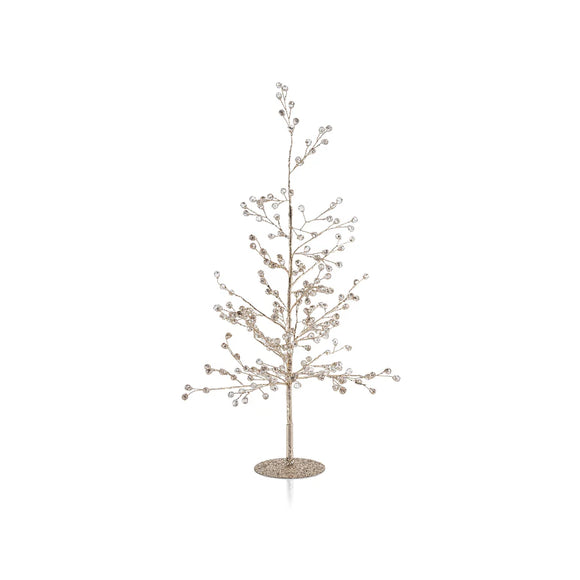 Beaded Glass Berry Tree - Clear + Gold 19