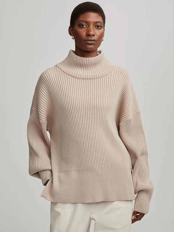 Varley Mayfair Mock Neck Knit in Cement