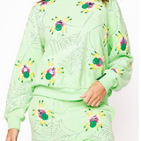 Neon Green Fuzzy Spider & Web Sweatshirt