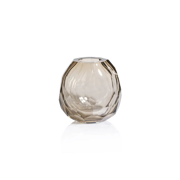 Andermatt Cut Glass Vase - Taupe - Medium