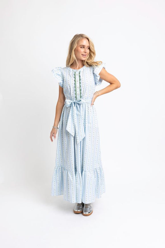 Blue Floral Stripe Maxi Dress The Olive Tree Blue Floral Stripe Maxi Dress The Olive Tree