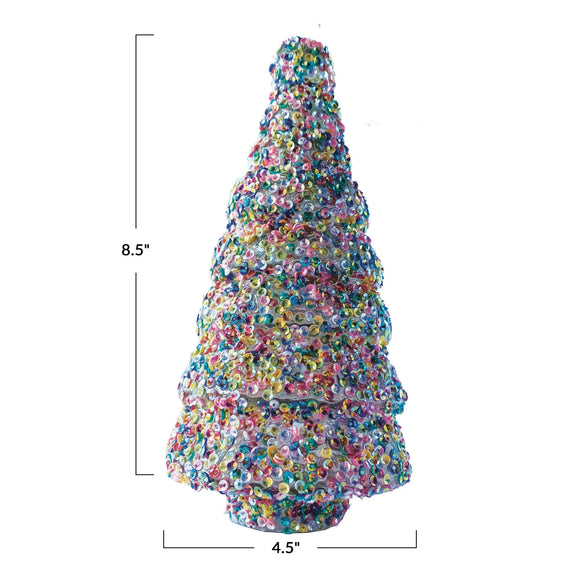 Recycled Glass Tree with Sequins - Multi-colored
