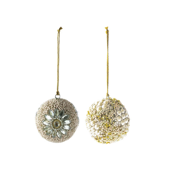 Plastic Ball Ornament w/ beads, sequins, & jewels