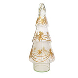 Hand-Blown Etched Glass Tree, Gold Finish
