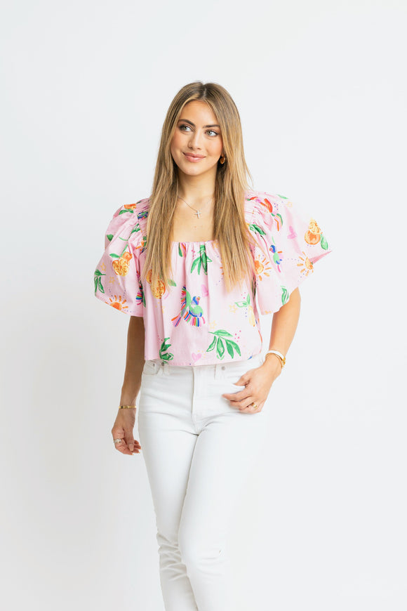 Toucan Fruit Square Neck Top