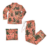 Sleepy Time Cotton Printed Pajamas in a Happy Tropical Island Motif that Comes in a Gift Bag