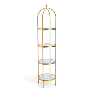 Golden Etagere with 4 Mirror Glass Shelves