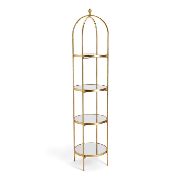 Golden Etagere with 4 Mirror Glass Shelves