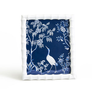 Blue and White Aviary 8" x 10" High Gloss Faux Bamboo Photo Frame