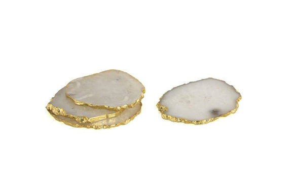 SET OF 4 AGATE COASTERS,WHITE