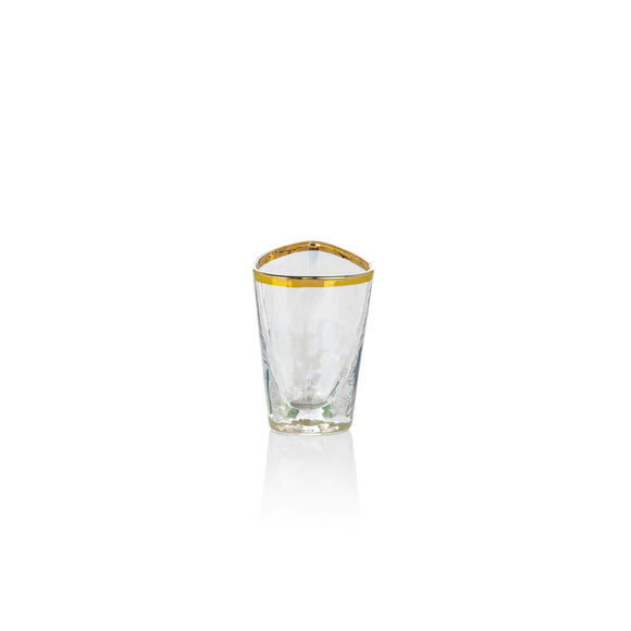 APERITIVO TRIANGULAR SHOT GLASS- LUSTER W/ GOLD RIM