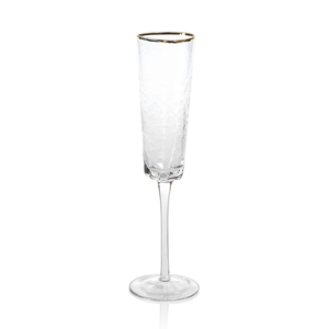 Aperitivo Triangular Champagne Flute - Clear with Gold Rim