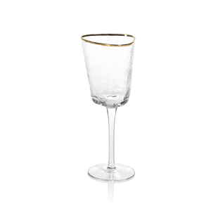 Aperitivo Triangular Wine Glass - Clear with Gold Rim