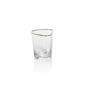 Aperitivo Triangular Double Old Fashioned Glass - Clear with Gold Rim