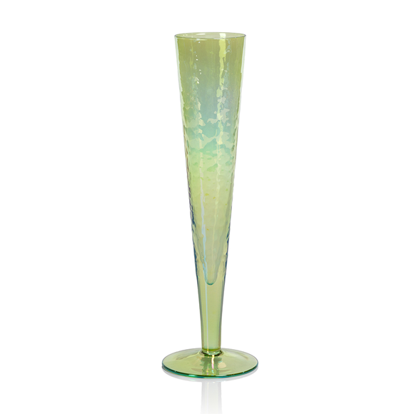 Aperitivo Slim Champagne Flute - Luster Green with Gold Rim