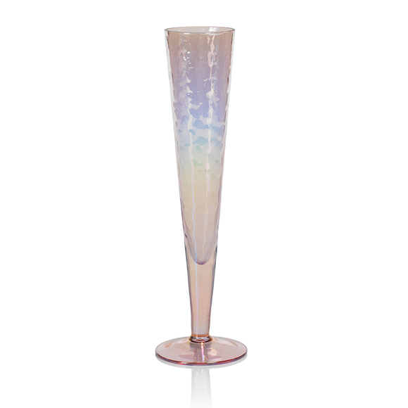 Aperitivo Slim Champagne Flute - Luster Pink with Gold Rim
