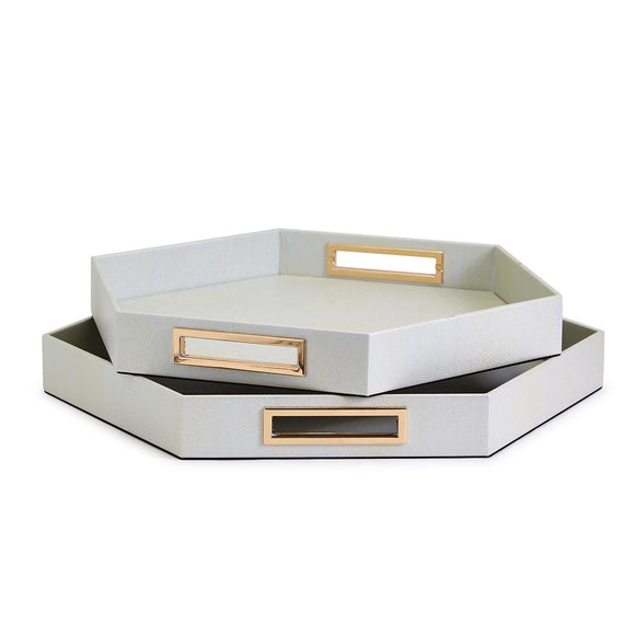 Pearlized Shades of Mint Hexagon with Golden Handles