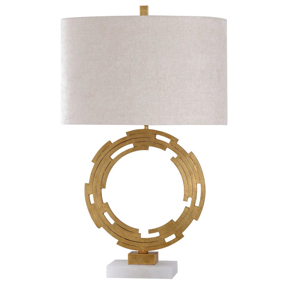 ARMITAGE TABLE LAMP | Gold Finish on Metal Body with Crystal Base | Hardback Shade