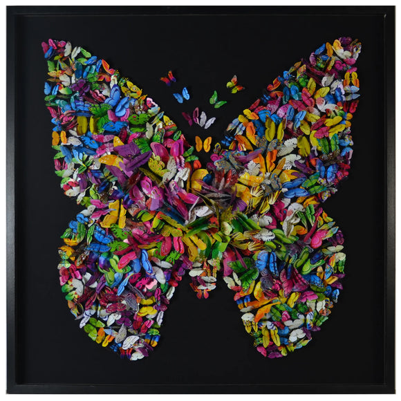 PAPILLON FRAMED ART | Paper Butterfly Art |H:47.3 W:2.5 D:47.3