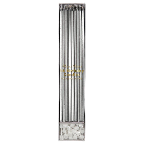 Silver Tall Tapered Candle